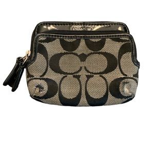 SOLD ❗️Coach Monogram Black Jacquard Mini Zipper Purse Pouch ID Card Wallet